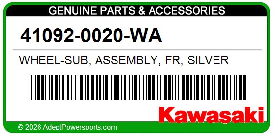 Kawasaki 41092-0020-WA Wheel-Sub, Assembly, Fr, Silver