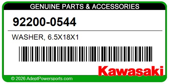 Kawasaki 92200-0544 Washer, 6.5X18x1