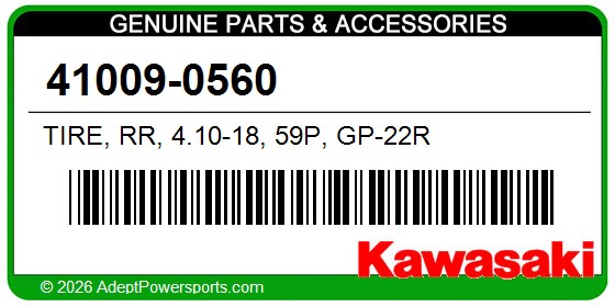 Kawasaki 41009-0560 Tire, Rr, 4.10-18, 59P, Gp-22R