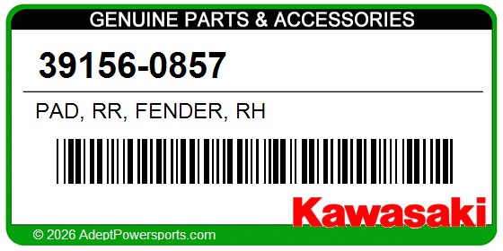 Kawasaki 39156-0857 Pad, Rr, Fender, Rh
