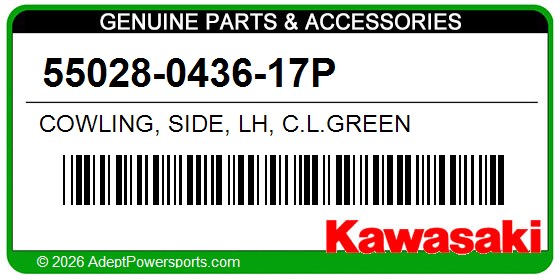 Kawasaki 55028-0436-17P Cowling, Side, Lh, C.L.Green