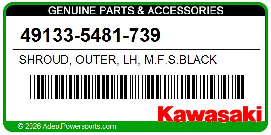 Kawasaki 49133-5481-739 Shroud, Outer, Lh, M.F.S.Black