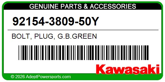 Kawasaki 92154-3809-50Y Bolt, Plug, G.B.Green
