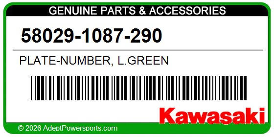Kawasaki 58029-1087-290 Plate-Number, L.Green