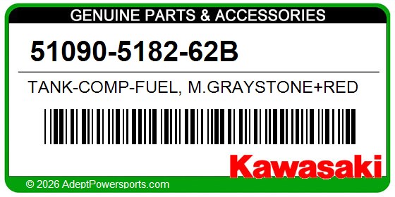 Kawasaki 51090-5182-62B Tank-Comp-Fuel, M.Graystone+Red
