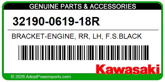 Kawasaki 32190-0619-18R Bracket-Engine, Rr, Lh, F.S.Black