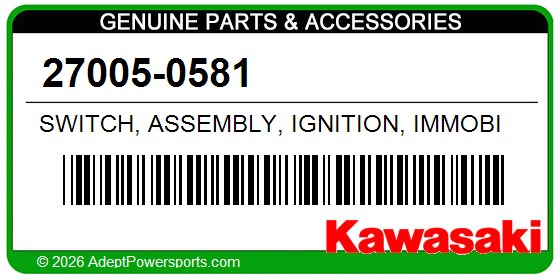 Kawasaki 27005-0581 Switch, Assembly, Ignition, Immobi