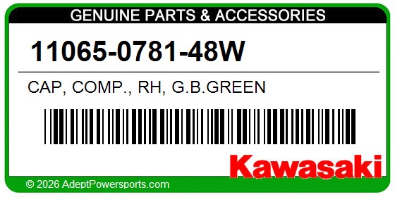 Kawasaki 11065-0781-48W Cap, Comp., Rh, G.B.Green
