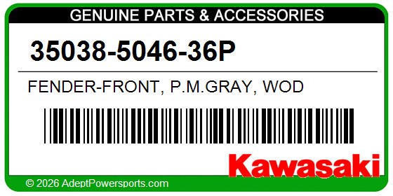Kawasaki 35038-5046-36P Fender-Front, P.M.Gray, Wod
