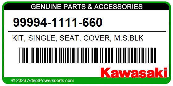 Kawasaki 99994-1111-660 Kit, Single, Seat, Cover, M.S.Blk