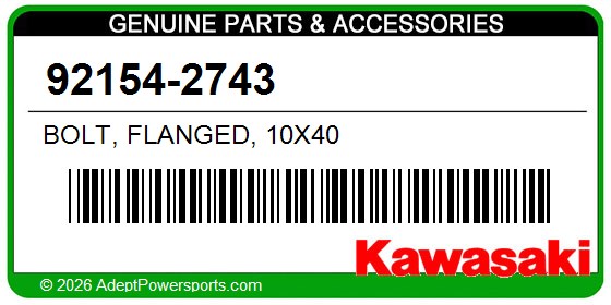 Kawasaki 92154-2743 Bolt, Flanged, 10X40