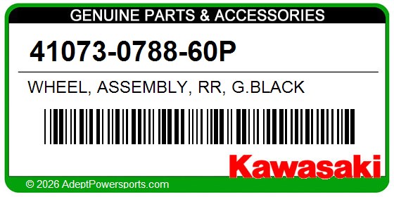 Kawasaki 41073-0788-60P Wheel, Assembly, Rr, G.Black