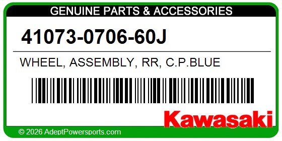 Kawasaki 41073-0706-60J Wheel, Assembly, Rr, C.P.Blue
