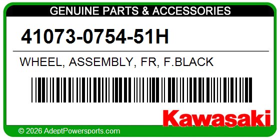 Kawasaki 41073-0754-51H Wheel, Assembly, Fr, F.Black