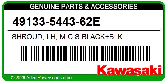Kawasaki 49133-5443-62E Shroud, Lh, M.C.S.Black+Blk