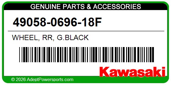 Kawasaki 49058-0696-18F Wheel, Rr, G.Black