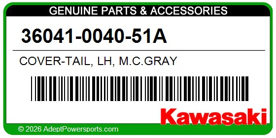 Kawasaki 36041-0040-51A Cover-Tail, Lh, M.C.Gray