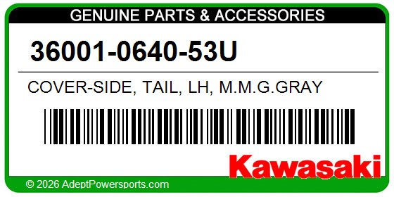 Kawasaki 36001-0640-53U Cover-Side, Tail, Lh, M.M.G.Gray