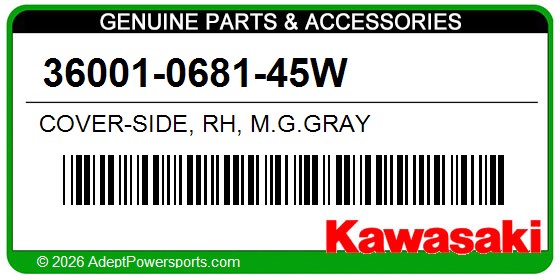 Kawasaki 36001-0681-45W Cover-Side, Rh, M.G.Gray