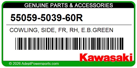 Kawasaki 55059-5039-60R Cowling, Side, Fr, Rh, E.B.Green
