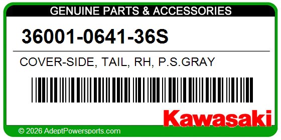 Kawasaki 36001-0641-36S Cover-Side, Tail, Rh, P.S.Gray