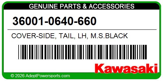 Kawasaki 36001-0640-660 Cover-Side, Tail, Lh, M.S.Black