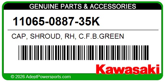 Kawasaki 11065-0887-35K Cap, Shroud, Rh, C.F.B.Green