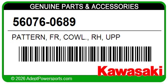 Kawasaki 56076-0689 Pattern, Fr, Cowl., Rh, Upp
