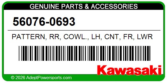 Kawasaki 56076-0693 Pattern, Rr, Cowl., Lh, Cnt, Fr, Lwr