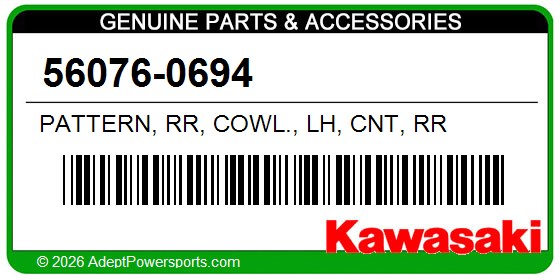Kawasaki 56076-0694 Pattern, Rr, Cowl., Lh, Cnt, Rr