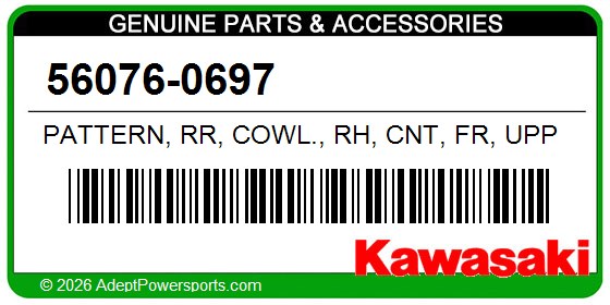 Kawasaki 56076-0697 Pattern, Rr, Cowl., Rh, Cnt, Fr, Upp
