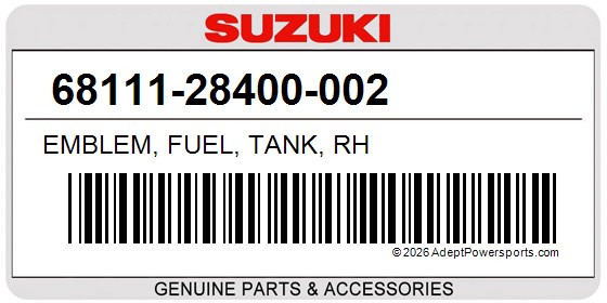 Suzuki 68111-28400-002 Emblem, Fuel, Tank, Rh