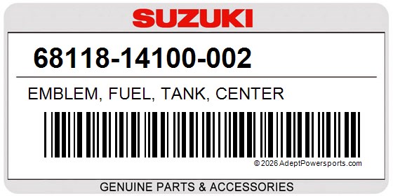 Suzuki 68118-14100-002 Emblem, Fuel, Tank, Center