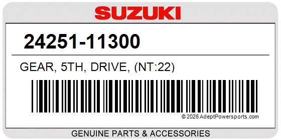 Suzuki 24251-11300 Gear, 5Th, Drive, (Nt:22)