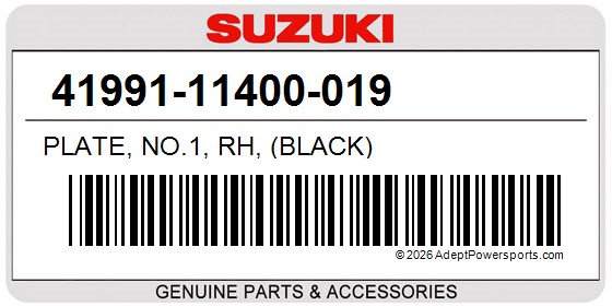 Suzuki 41991-11400-019 Plate, No.1, Rh, (Black)