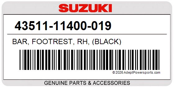Suzuki 43511-11400-019 Bar, Footrest, Rh, (Black)