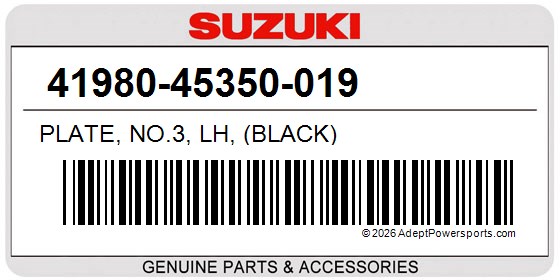 Suzuki 41980-45350-019 Plate, No.3, Lh, (Black)