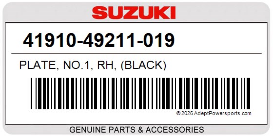 Suzuki 41910-49211-019 Plate, No.1, Rh, (Black)