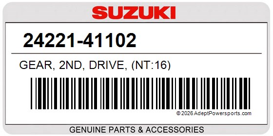 Suzuki 24221-41102 Gear, 2Nd, Drive, (Nt:16)