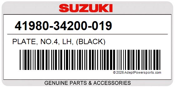 Suzuki 41980-34200-019 Plate, No.4, Lh, (Black)