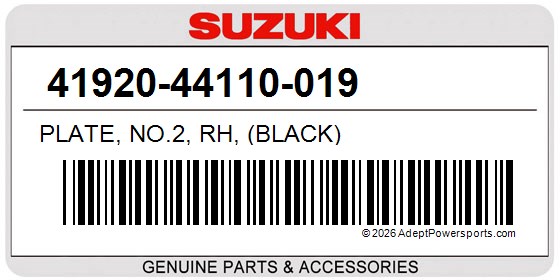 Suzuki 41920-44110-019 Plate, No.2, Rh, (Black)