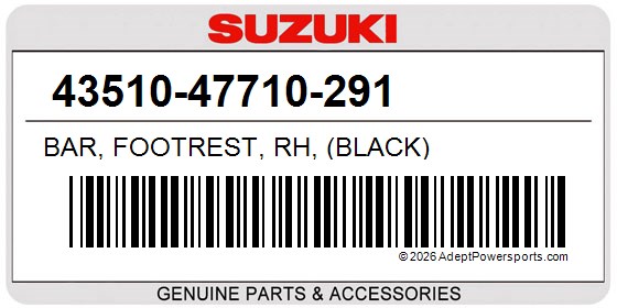 Suzuki 43510-47710-291 Bar, Footrest, Rh, (Black)