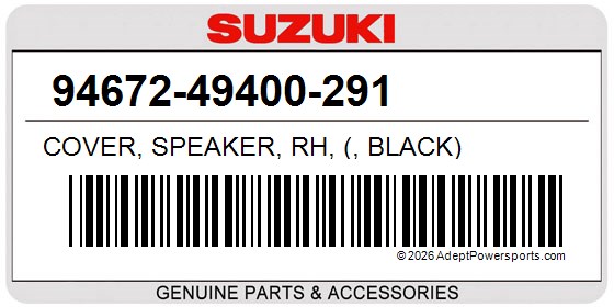 Suzuki 94672-49400-291 Cover, Speaker, Rh, (, Black)