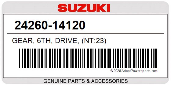 Suzuki 24260-14120 Gear, 6Th, Drive, (Nt:23)