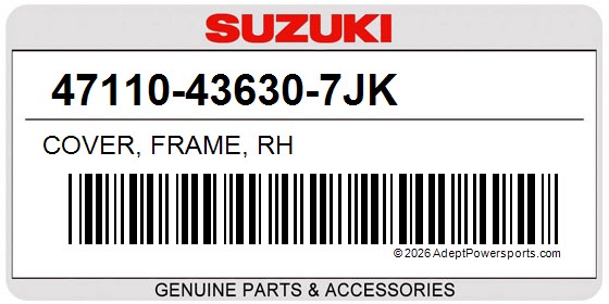 Suzuki 47110-43630-7JK Cover, Frame, Rh