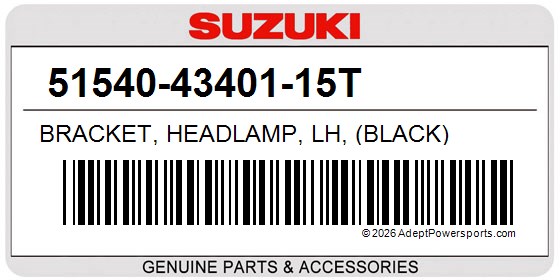 Suzuki 51540-43401-15T Bracket, Headlamp, Lh, (Black)