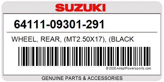 Suzuki 64111-09301-291 Wheel, Rear, (Mt2.50X17), (Black