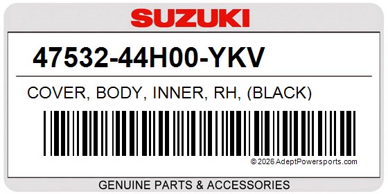 Suzuki 47532-44H00-YKV Cover, Body, Inner, Rh, (Black)