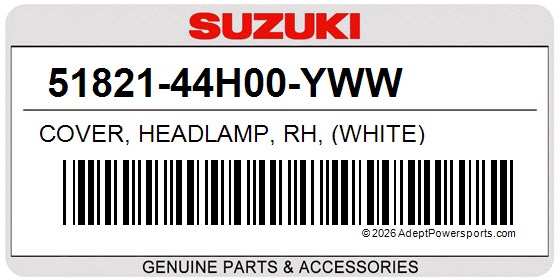Suzuki 51821-44H00-YWW Cover, Headlamp, Rh, (White)