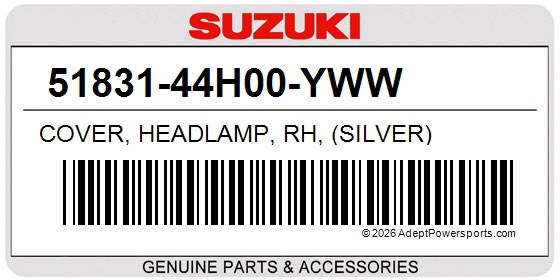 Suzuki 51831-44H00-YWW Cover, Headlamp, Rh, (Silver)